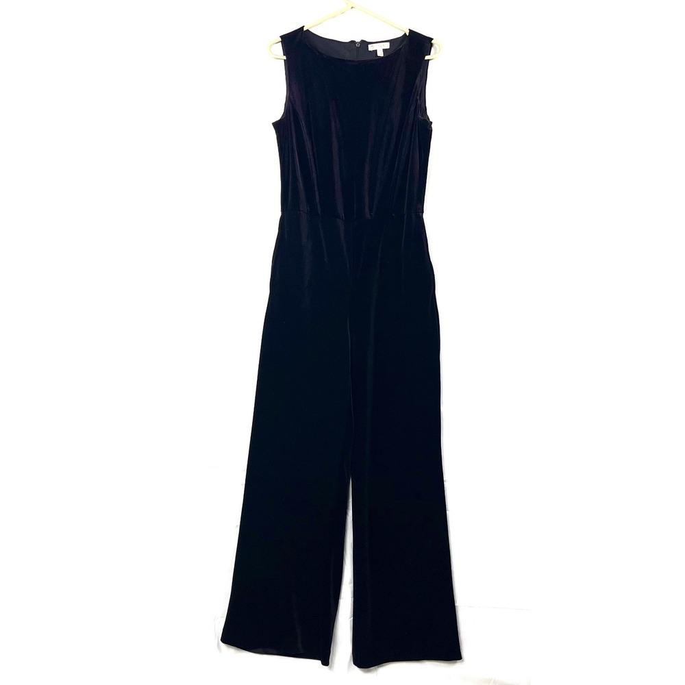 EUC Eliane Rose Womens 8 Wine Velvet Jumpsuit Wide Leg Sleeveless Formal Evening